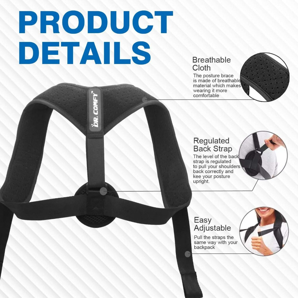 Chirp Upper Back Posture Corrector Easy-to-Use Posture Corrector for Men  and Women Back and Shoulder Brace with Adjustable Straps Back Brace for  Posture and Spinal Alignment - Black