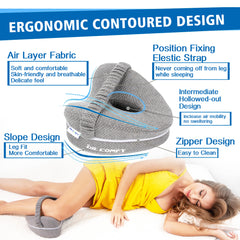 Everlasting Comfort 100% Pure Memory Foam Knee Pillow with Adjustable & Strap