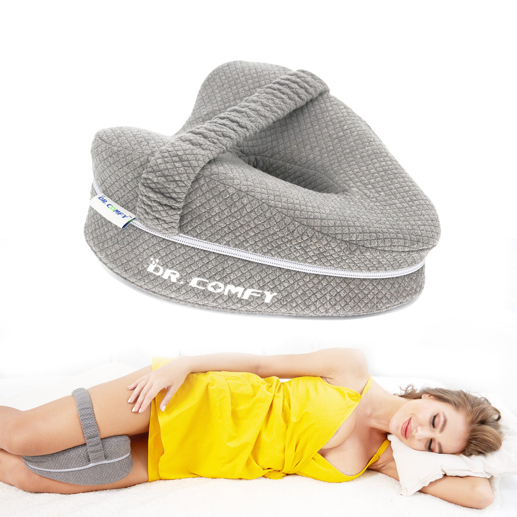 Everlasting Comfort Knee Wedge Pillow for Side Sleepers - Contour Leg Pillow Aligns Spine & Relieves Pressure - with Strap for Back, Hip & Knee Pain